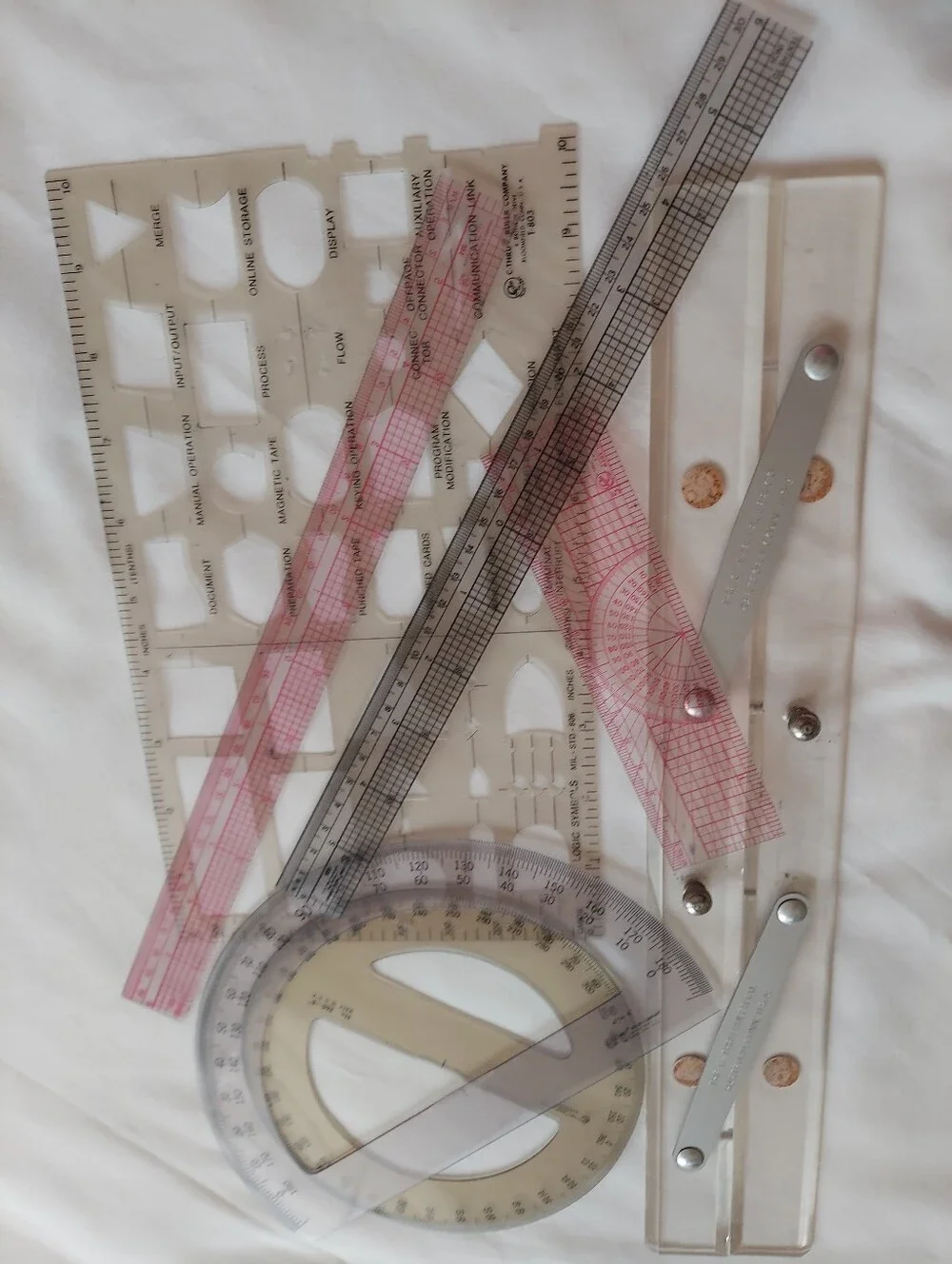 Vintage C Thru Ruler Co. - Drafting Tools Lot - 7 Pieces - variety- See Details